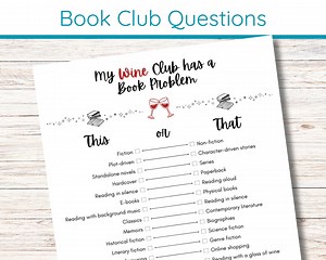 Printable Book Club Questions Wine Club Book Questions - Etsy UK
