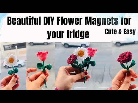 DIY crochet flower magnets|simple and handmade gift ideas