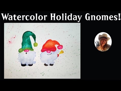 Art Therapy How To Paint Holiday/Christmas Gnomes With Watercolor Paints! (Real-Time Art Lesson!)