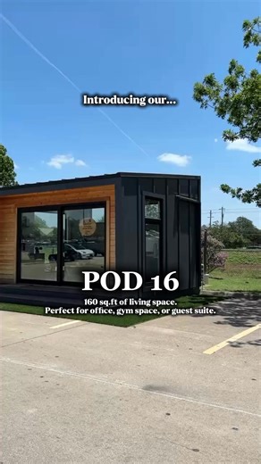 3 comments | Meet the Pod 16 — 160 sq.ft of pure possibility. A quiet office during the day, a wellness space when you need it, or a cozy guest house right in your backyard. Small footprint. Big impact. Would you use the Pod 16 as an office, gym, or guest space?   Austin and Houston Pod Showroom at Lowe’s Brodie Ln #backyardpod #texashomes #adu #tinyhomes #backyardstudio #adutexas #homeofficeideas #lifestyle #wellness | Backyard Pod | Facebook