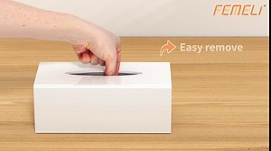 FEMELI Tissue Box Cover,Square Acrylic Tissues Paper Holder for Bathroom Bedroom Office,White