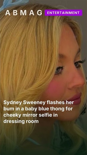Sydney Sweeney flashes her bum in a baby blue thong for cheeky mirror selfie in dressing r #shorts