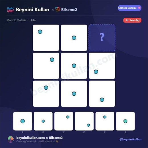 BİLSEM Intelligence Question: Logic Matrix (Medium) | Logic Puzzle #useyourbrain