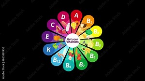 Motion animation food and drink animation on the white background. animation vitamin 4k.