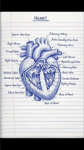 Human Heart Diagram Class 10/12 | CBSE Board Exam 2026 | Easy Labeled Diagram 🫀