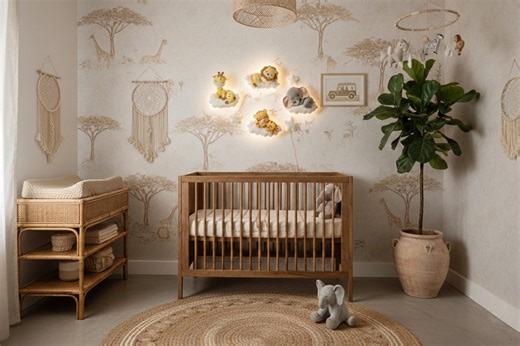 Safari Animal Night Light | Nursery Wall Lamp Set | Giraffe Elephant Tiger Lion - Etsy