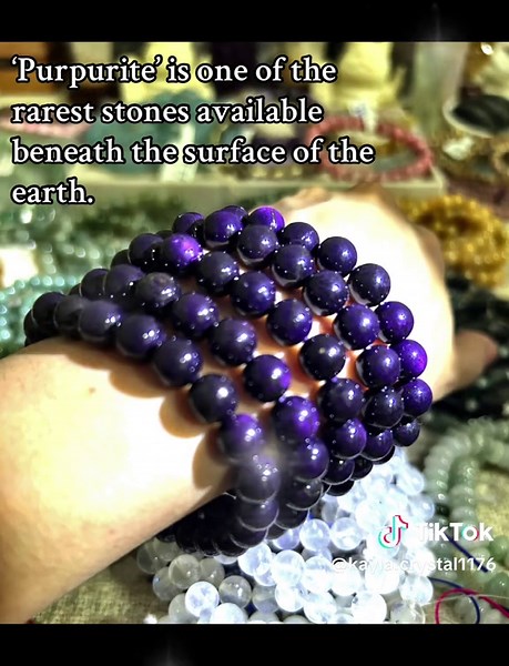 8mm bead size, rarest natural healing crystal ‘Purpurite’ #naturalhealing #naturalcrystal #rarestone #calming #fyp #viral