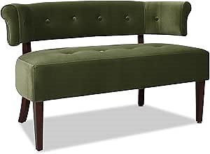 Jennifer Taylor Home Jared Roll Arm Upholstered Tufted Entryway Bench with Back Settee