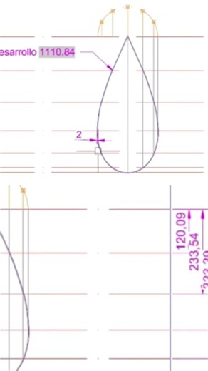 #Calderería#Intersección#excéntrica#Te#90#Desarrollos#planos#chapa#autocad#lágrima#desagüe#tubería