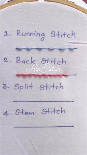 Basic Hand Embroidery Stitches #stitch #embroidery #handembroidery | ABI Stitch