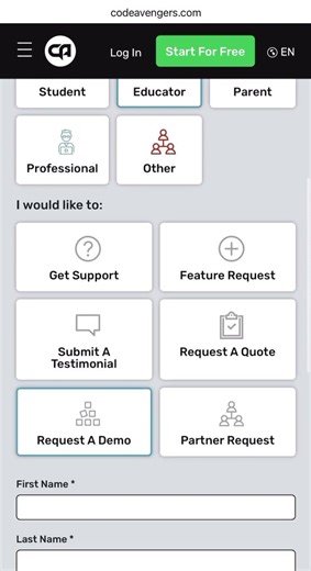 Teachers: Request a Code Avengers demo