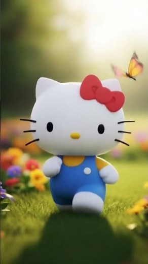 hello kitty playing with butterfly in garden #kitty #funnyscenes #cat #funnyvideo #fun #comedy