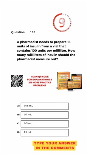 Pharmacy Calculation Questions & Answers: Question #162!