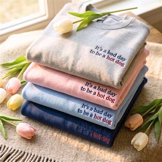 Embroidered Sweatshirt, Hot Dog Quote Crewneck, July 4th Apparel - Etsy