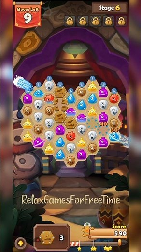 Monster Busters : Hexa Blast - Level Stage 5 gameplay match 3 puzzle casual mobile game walkthrough