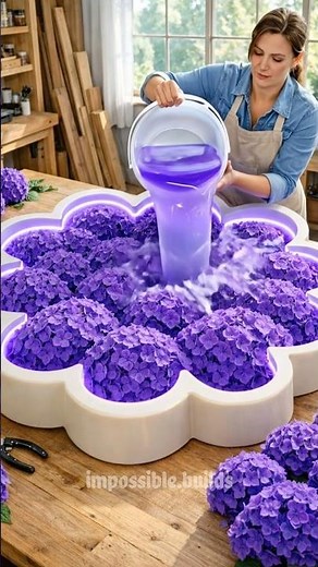 Watch Me Pour Resin Over Purple Flowers (Satisfying) 💜 #epoxyresin #diy