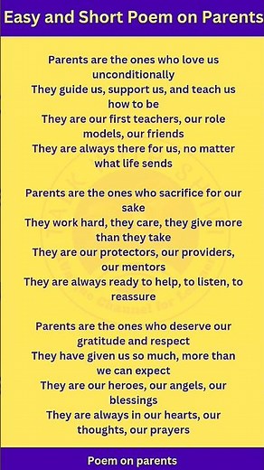 Easy and Short Poem on Parents