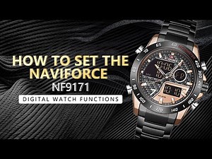 How to set the multifunctional LED digital watch of NAVIFORCE Watch NF9171 men's quartz watch