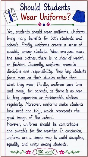 Should Students Wear Uniforms? Essay in English | 100 Words | Viral School Essay