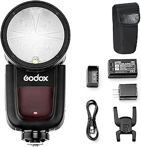 Godox V1-S Flash Speedlite for Sony, 76Ws 2.4G X Wireless TTL 1/8000 HSS Speedlight, 1.5s Recycle, 480 Full Power Flashes with Rechargeable Battery