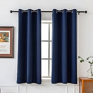 Pickluc Navy Blackout Curtain for Bedroom, Light Blocking Drapes with Grommet, Thermal Insulated, Noise Reduction, 42 Inches Wide x 63 Inches Long, 2 Panels