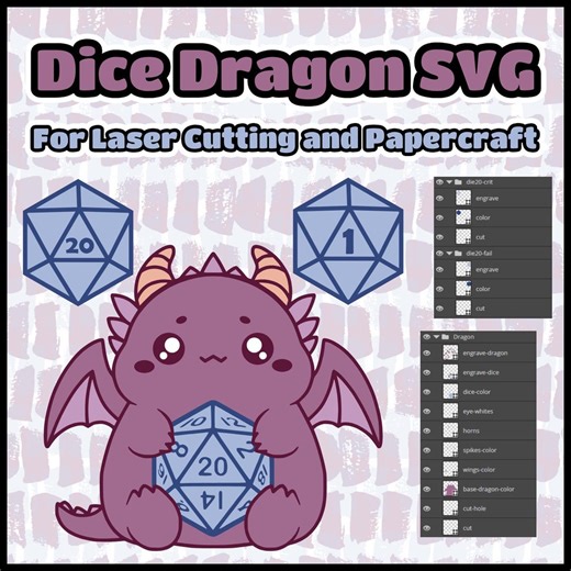 Dice Dragon SVG Vector File for Laser Cutting, Papercraft, Cricut Projects & DIY Crafts - Etsy