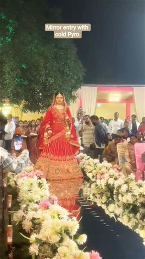 Mirror Entry with Cold Pyro #indianwedding #shadi #wedding #entry #theme #bride