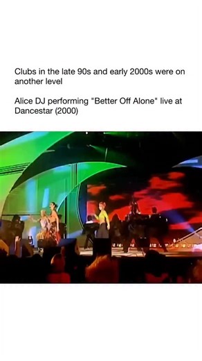 Good Music on Instagram: "Alice Deejay performing “Better Off Alone” at the Dancestar Awards in 2000. At the time, dance music was exploding across Europe, and performances were all about bright colours, futuristic sets, and big energy. You can see that vibe here: neon lights, bold outfits, and a stage design that looks straight out of a retro-future nightclub. The early 2000s were a golden era for Eurodance. Acts like Alice Deejay weren’t just playing music—they were putting on full visual show