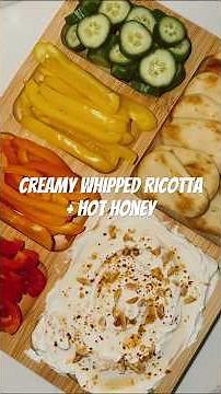 Creamy whipped ricotta + hot honey 🤍🍯🌶️