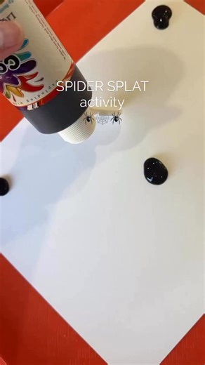 🕷️ Spider SPLAT! 🕸️ Get ready for a messy, giggly good time with this fun Halloween activity! 🎃 Grab a sheet of cardstock paper and place small dollops of black paint all around the page. Cover each one with a cotton pad and use a play hammer to SPLAT! 💥 Watch your little spiders come to life! Then, paint on the legs and add googly eyes to each one for a whole spooky spider family. 👀🕷️ This hands-on activity builds fine motor skills, explores cause and effect, and adds plenty of Halloween 