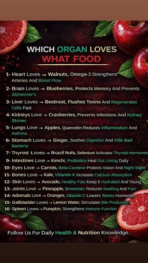 which organs love what food