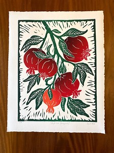 Pomegranate - Linocut Block Print - Etsy