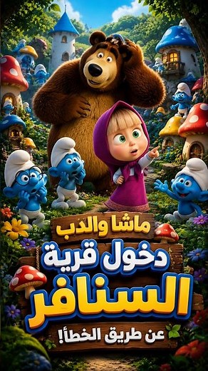 ماشا والدب يضيعان في الغابة ويكتشفان قرية السنافر السرية! 😱💙