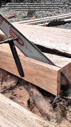 Manual Chainsaw Timber Squaring Process | Traditional Wood Cutting Technique