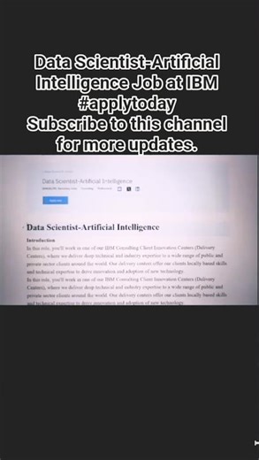 🤖 IBM Hiring Data Scientist (AI) | Python ML Role |Apply #job #jobsearch #short #trending