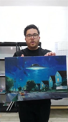 UFO Sighting Oil Painting by Artist Jose Trujillo