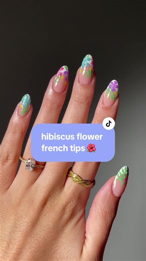 French Tips with Hibiscus Flowers: Nail Tutorial