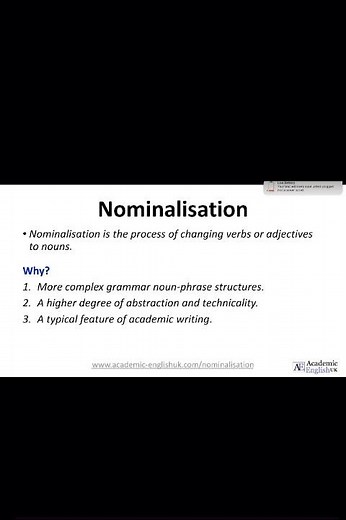 Nominalisation in academic writing