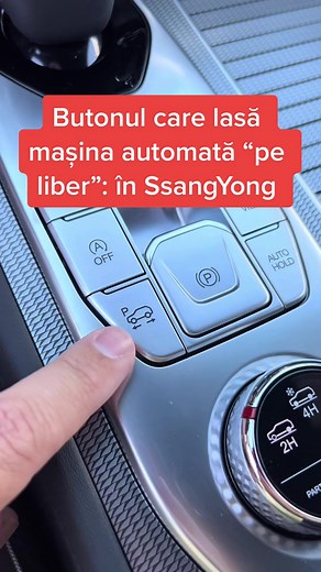 Butonul care îți permite să lași “pe liber” o mașină automată cu selector electric al transmisiei… asta e o dotare unicat și implicit o #dotareinedita a industriei auto. În SsangYong Rexton.