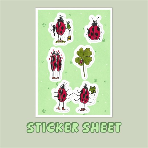 Ladybug Sticker Sheet, Nature Inspired Journal Stickers - Etsy UK