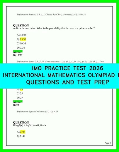 2026 IMO Practice Test: Master the International Mathematics Olympiad Exam Questions