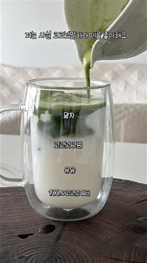 주말 오전 힐링 타임￼🌱 #말차 #말차라떼 #코코넛말차라떼 #코코넛워터 #코코넛크림 #말차격불 #차선 #격불하는방법 #말차도구