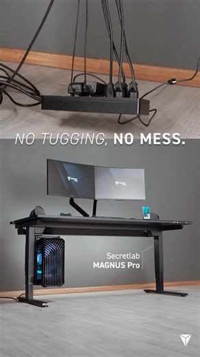 2.7K views · 5.2K reactions | Only one cable running from your desk. Secretlab MAGNUS Pro's integrated power supply column connects to an electrical socket at the top of your desk leg. Plug your devices in and hide your cords — no mess, but all the function. | Secretlab | Facebook