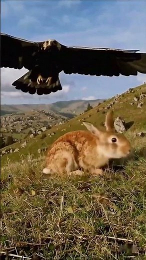 Golden Eagle Strikes! Watch the Rabbit's Heart-Pounding Escape on Rolling Pastures