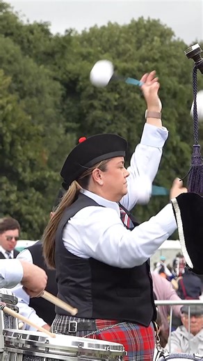 A close up of Manorcunningham Pipe Band (Eire), led by Pipe Major Gordon Carson and wearing Laggan tartan, competing in the Grade 2 bands final at the 2025 European Pipe Band Championships. These were held in the City of Perth, Scotland, on Saturday 9th August 2025. Hosted by Perth and Kinross Council, in conjunction with the Royal Scottish Pipe Band Association (RSPBA), this incredible spectacle involved over 100 pipe bands from all over the world. #perth #pipebandchampionship #europeanpipeband