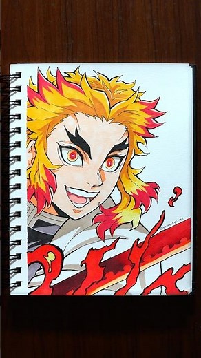 drawing rengoku from demon slayer ⚔️ #shorts #animeart #demonslayer