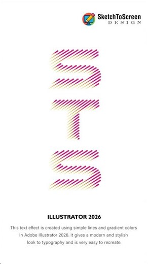 Illustrator 2026 Text Effect Using Lines & Gradients ✨