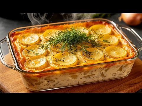 CREAMY POTATO CASSEROLE WITH DILL, GARLIC AND CHEESE