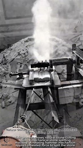 Natural Stone Cutting Work Tool Using Mechanical Stone Splitting Machine #worktool