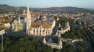 Holy Trinity Square - Rising Drone Shot Reveals Fisherman's Bastion and Matthias Church